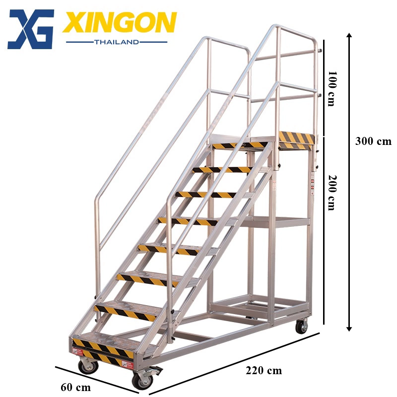 XG-151D200 บันไดอลูิเนียมติดล้อ7+1ฟุต